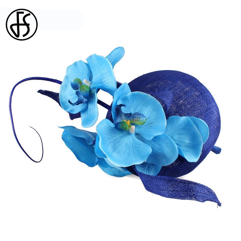 FS Sinamay-sombreros de tocado de Iglesia amarillo para mujer, tocado de novia , color blanco, para boda