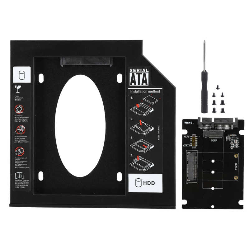 Universal 7-9.5mm Notebook Optical Drive SSD/HDD Hard Drive Carrier MSATA/NGFF: Default Title