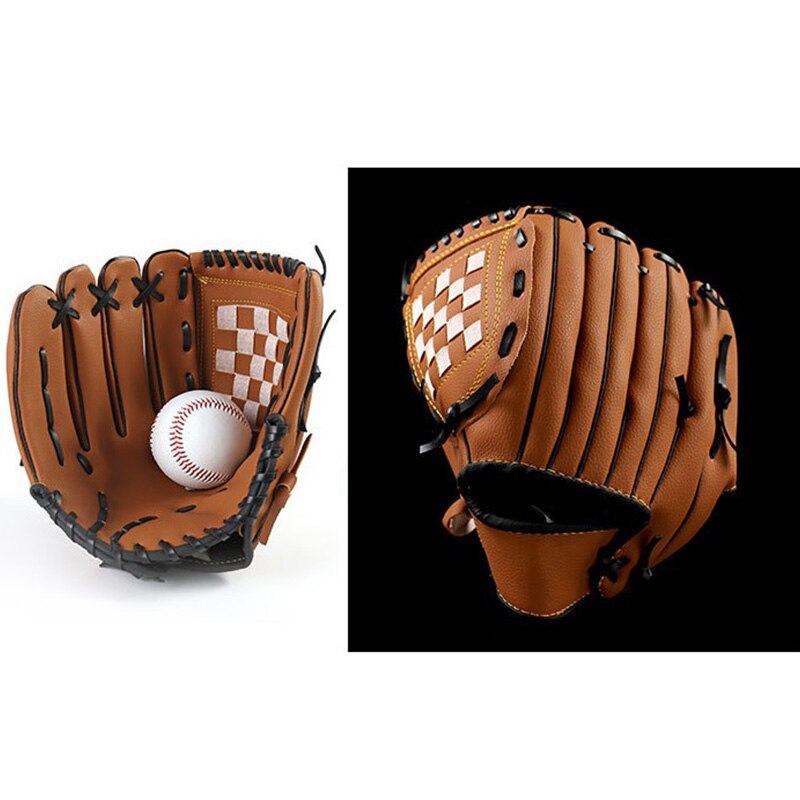 Outdoor Sport 2 Kleuren Honkbal Handschoen Softbal Praktijk Apparatuur Rechterhand Voor Volwassen Man Vrouw Trein, Bruin 12.5 Inch