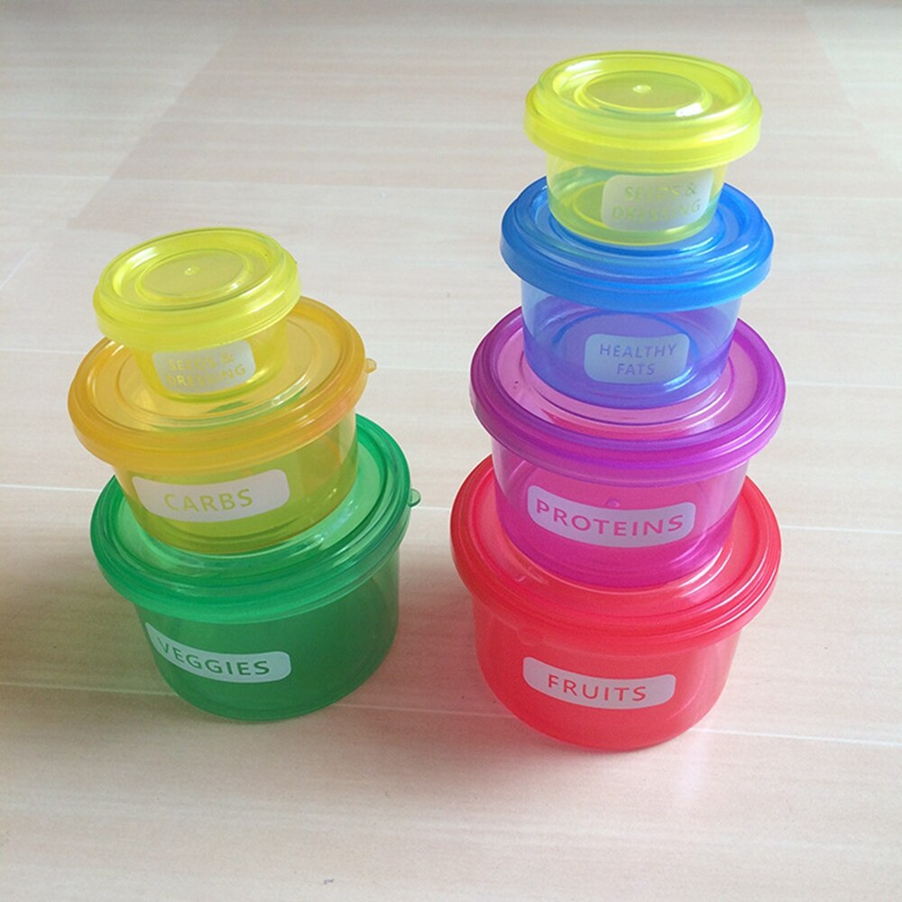 7pcs/set Perfect Portions Portion Lunch Cute Box Control Containers Food Storage-easy Way To Lose Weight Using Portion