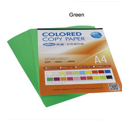 Copy printing color paper A4 100 sheets 80G Multicolors Handmade DIY paper Office School Supplies: Green