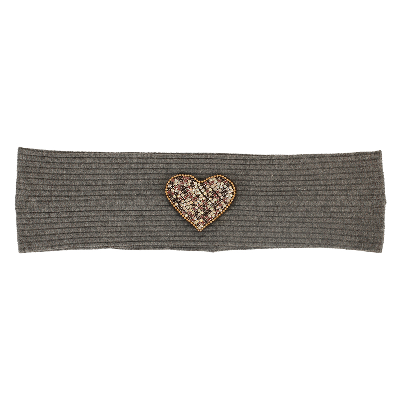 Vrouwen Strass Hart Zachte Ribbels Hoofdband Yoga Sport Haarband Gebreide Katoen Hoofddeksels Tulband Haarband Met Accessoires: Dark gray