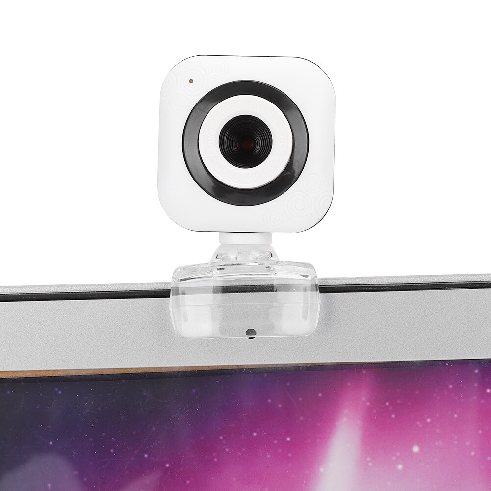 Built-in Microphone Computer Camera Webcam PC Accessory 480P White with Transparent Clip web camera