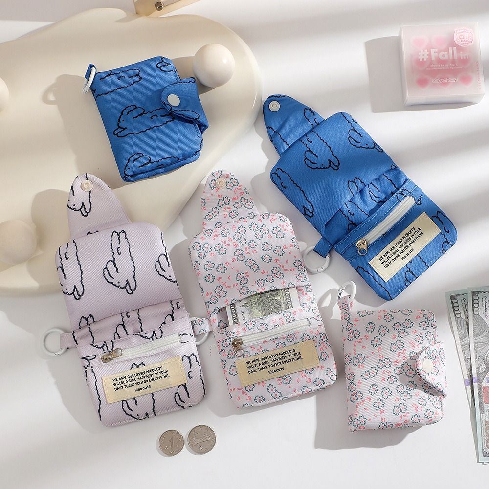 Cute Student Coin Purse Card Simplicity Floral Korean Wallet Card Holder for Girls Portable Cute Small Storage Bag