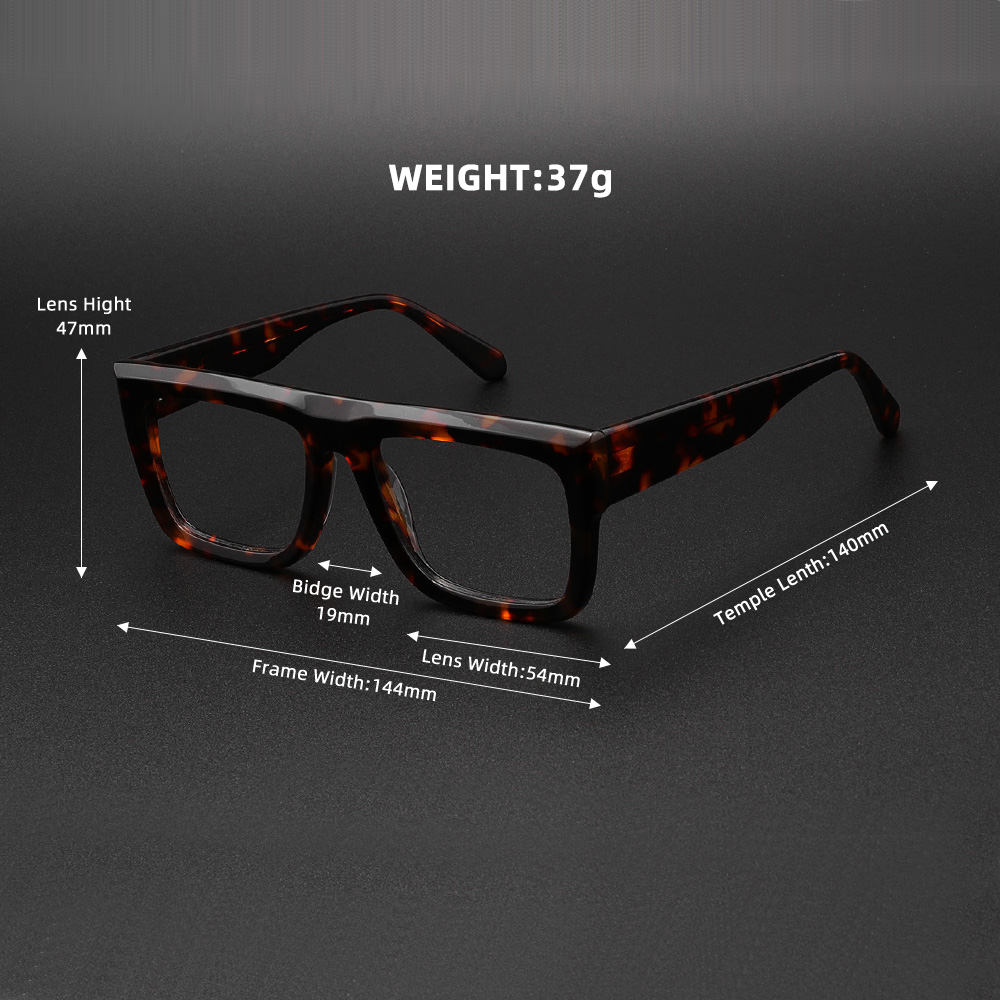 Retro Dicke Rechteck Sonnenbrille für Männer Acetat Brillen Rahmen Coole Sonnenbrille Nicht verschreibungspflichtige Klare Linse Spektakel
