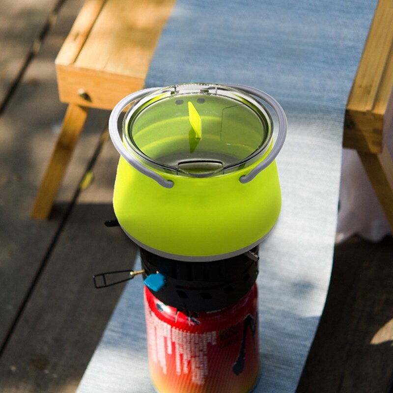 1L draussen Faltbare Wasser Tragbare Silikon Wasserkocher Kochen Lebensmittel Topf Edelstahl Boden Klapp Wasser Wasserkocher