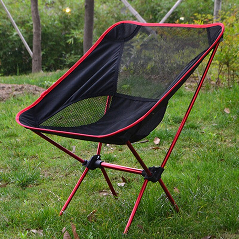 Falten Camping Stuhl Faltbare Picknick Stuhl Klappen Angeln Strand Stuhl Leichte draussen Kompakte niedrig zurück Aluminium: rot
