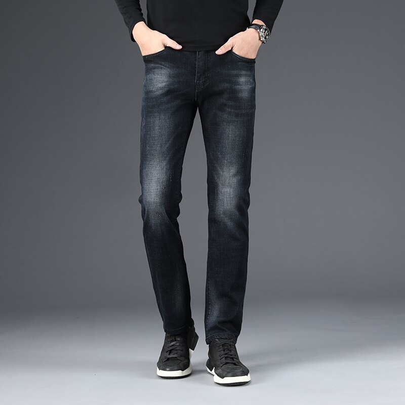 Male Jeans Men Men'S Jean Homme Denim Slim Fit Pants Trousers Straight Black Biker Business Casual Stretch Soft
