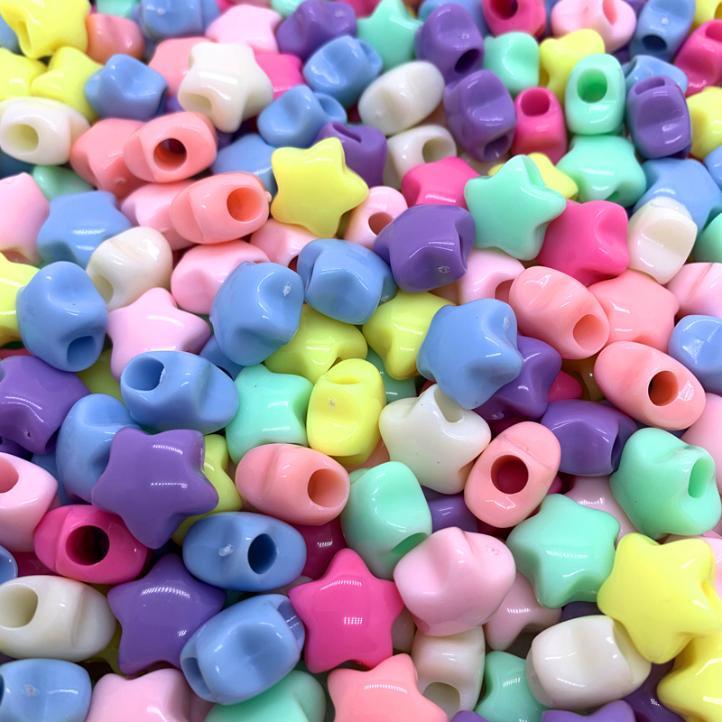 20 piezas cuentas acrílicas con forma de estrella de pentagrama con agujero grande de 15mm, cuentas espaciadoras sueltas para fabricación de joyería, accesorios de ropa DIY
