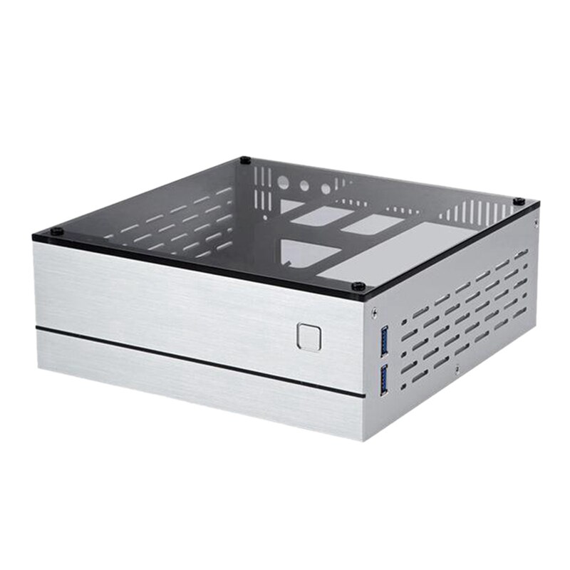 Boîtier HTPC A01 Horizontal pour ordinateur, Mini boîtier de contrôle industriel ITX, argent, verre