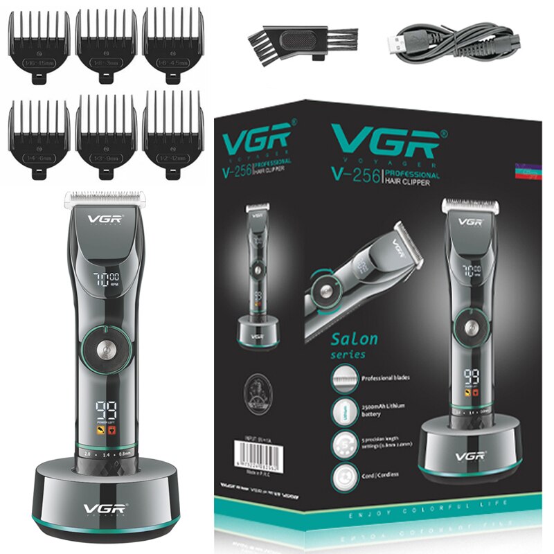 VGR-cortadora de pelo para barbería, 15 velocidades de Motor, cortadora de barba para hombres, Máquina para cortar cabello eléctrica: Verde