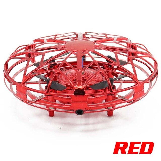 Mini Drone UFO Hand Operated RC Quadrocopter Dron Infrared Induction Aircraft Flying Ball Toys For Kids helicopters: red