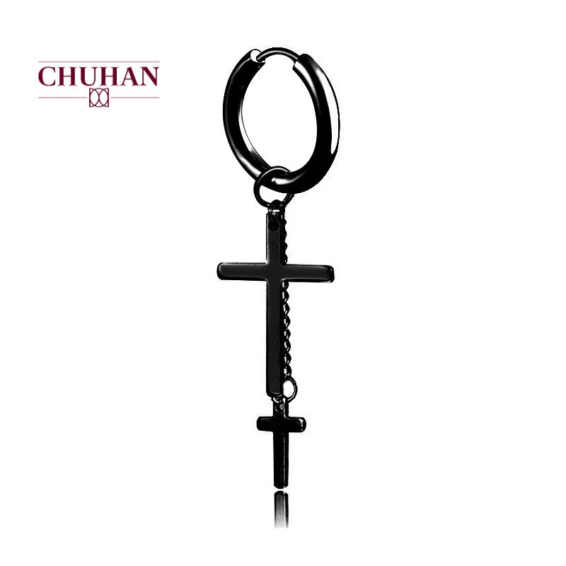 Chuhan koreaanse dames oorbellen met lange kwastketting, trendy titanium stalen clipoorbellen, heren persoonlijkheid hiphop oorbellen  j229
