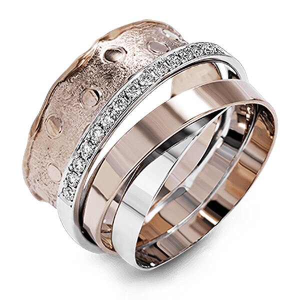 Joyería multicapa de para mujer, anillos de oro rosa circundantes para mujer con incrustaciones de CZ, único para boda, joyería para dedo: 8
