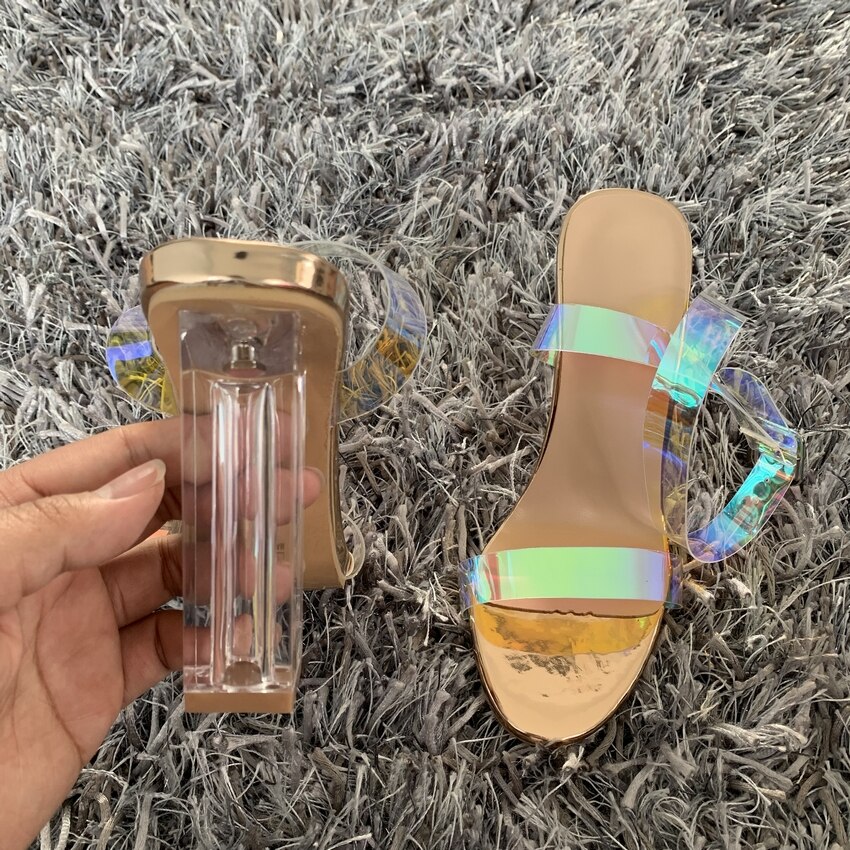 PVC Frauen Sandalen Sommer Öffnen Zeh hoch Fersen Frauen transparent Ferse Sandalen Frau Partei Schuhe Rabatt Pumpen 11 CM