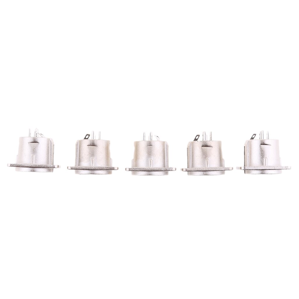5Pcs XLR 3Pin Male Square Wall Chassis Panel Mounted Microphone Connector