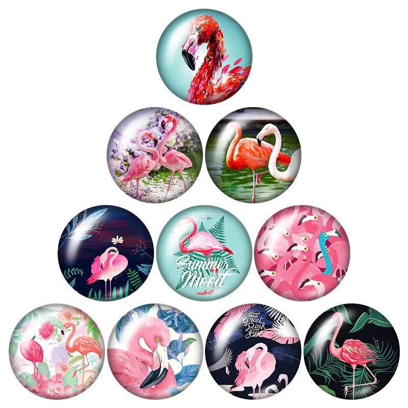 DB0570 Flamingo Vögel trendy 18mm snap tasten 10 stücke mischte runde foto glas cabochon stil für druckknopf schmuck: DB1030