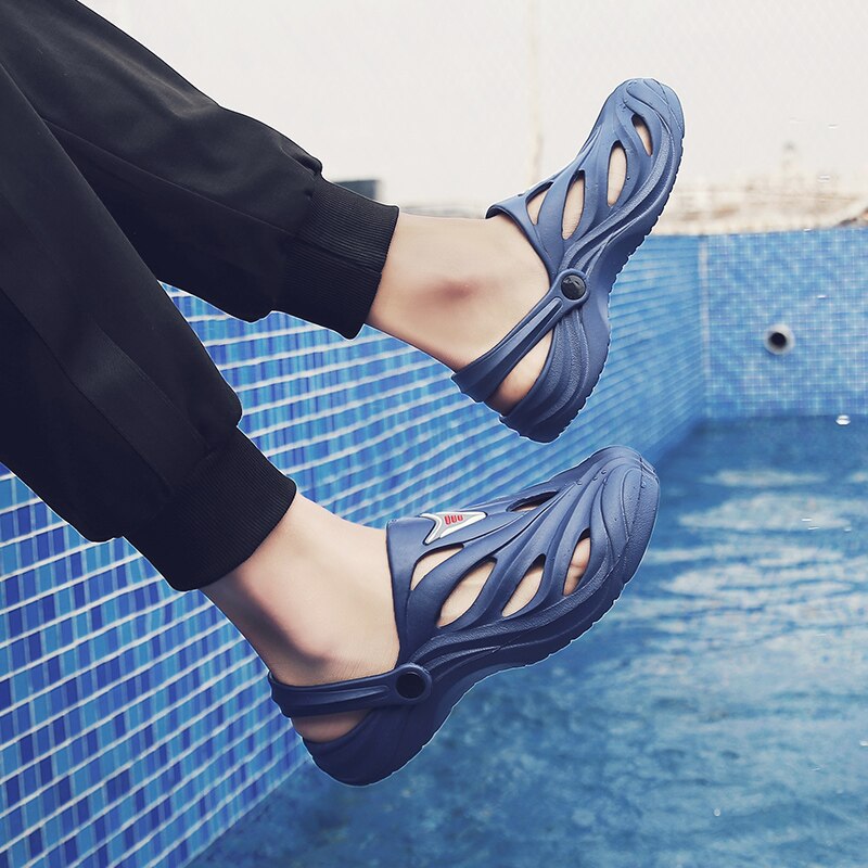 Sommer mænd hjemmesko mænd udendørs åndbare klipklapper strandsandaler afslappet leg vandsko zapatos de agua