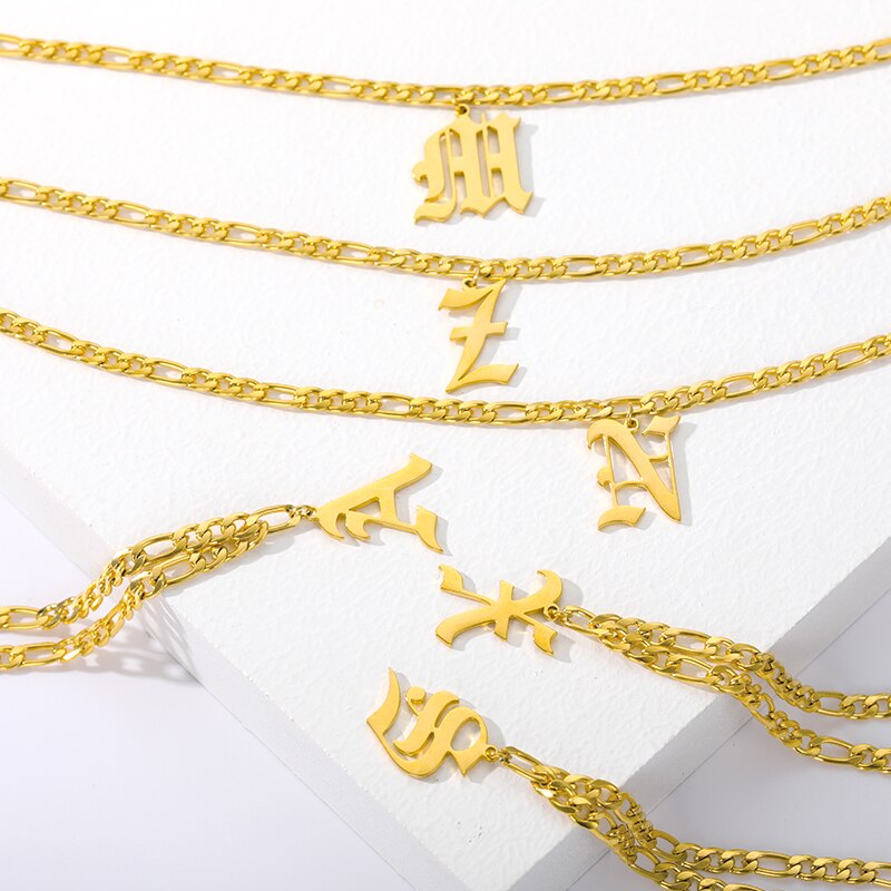 Initial fußkettchen für frauen Gold Kette knapp fußkettchen frauen boho edelstahl fußkettchen alt englisch schrift initialen Knöchel Armbinde