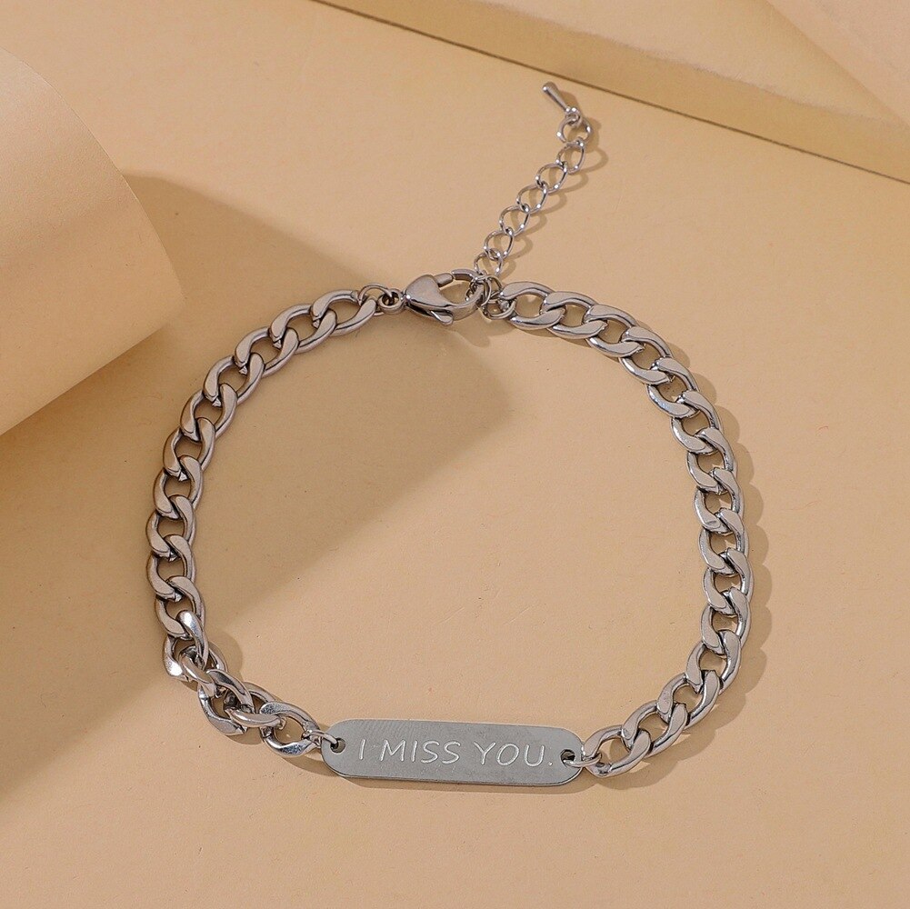 Neue modisch Kubanischen Kette Männer Armbinde Klassische Edelstahl Gravierte ICH Verpassen Sie Kette Armbinde Für Männer Frauen Schmuck