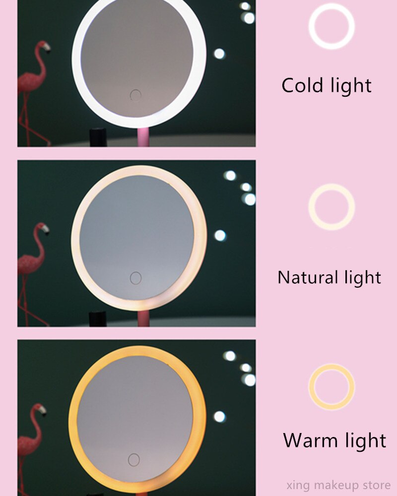 USB Charging Detachable Makeup Mirror With LED Light Touch Screen Vanity Mirror Storage Cosmetics Mirror 30#10