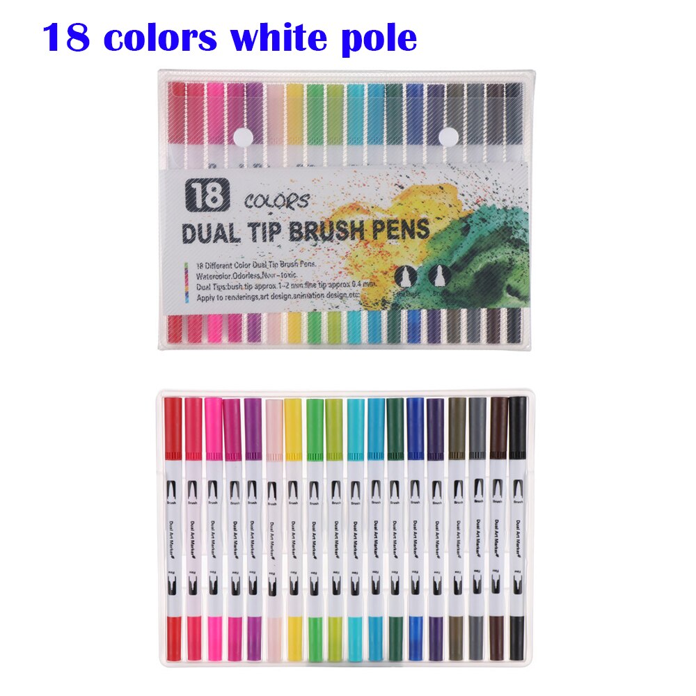 12/18/24/36/48/72/100Pcs/Pack Colors Double-Headed Watercolor Pen Color Marker Set Hook Line Pen Art Marker Pens School Supplies: 7