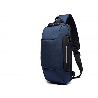 HARJOBEN-sac à bandoulière Anti-vol | Sacoche légère de poitrine, sac de jour étanche avec Port de charge USB: NAVY