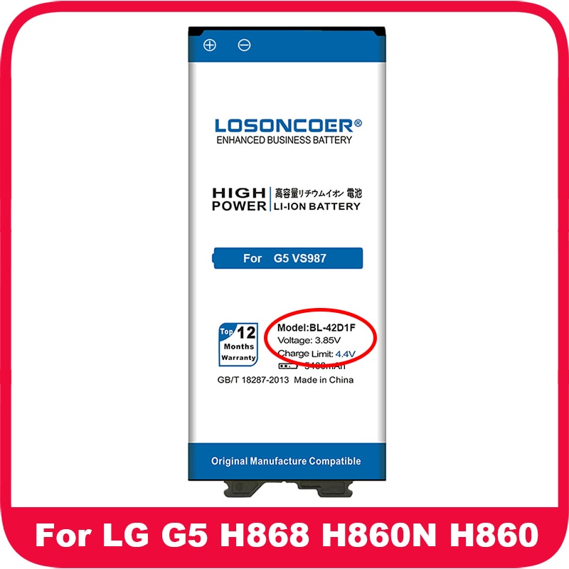 6400mAh BL-42D1F BL-51YF BL-51YF BL-T32 BL-T39 Battery For Original LG G3 G4 G5 G6 G7 Battery D858 D855/H811 H810/H850 H840 H830: BL-42D1F For LG G5