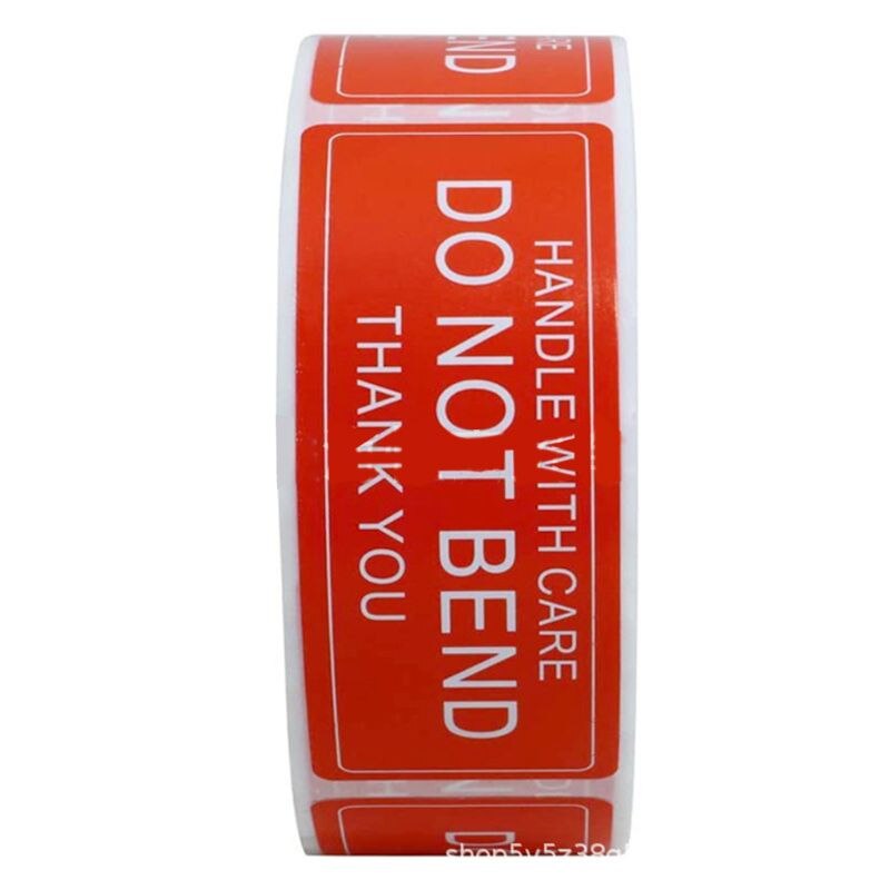 Rode Waarschuwing Sticker Breekbaar Handvat Met Zorg Niet Buigen 2.5X7.5Cm Transportverpakking Herinneren Labels 150/500Pcs/Roll