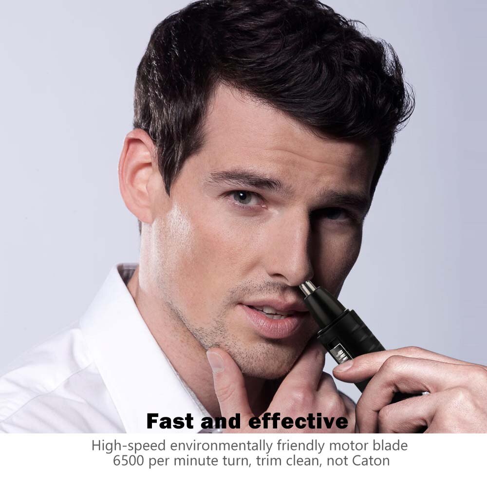 2 in 1 Electric Nose Trimmer Rechargeable Hair Trimmer Nose Razor Shaver for Man Washable Single Blade for Ear Cleaner