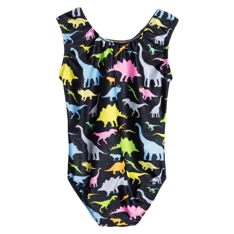 Cute Dionosaur Print Glitter Leotards Girls Kids Gymnastics Leotards Dance Dress Jumpsuit Teens Sleeveless Kids Dance Wear