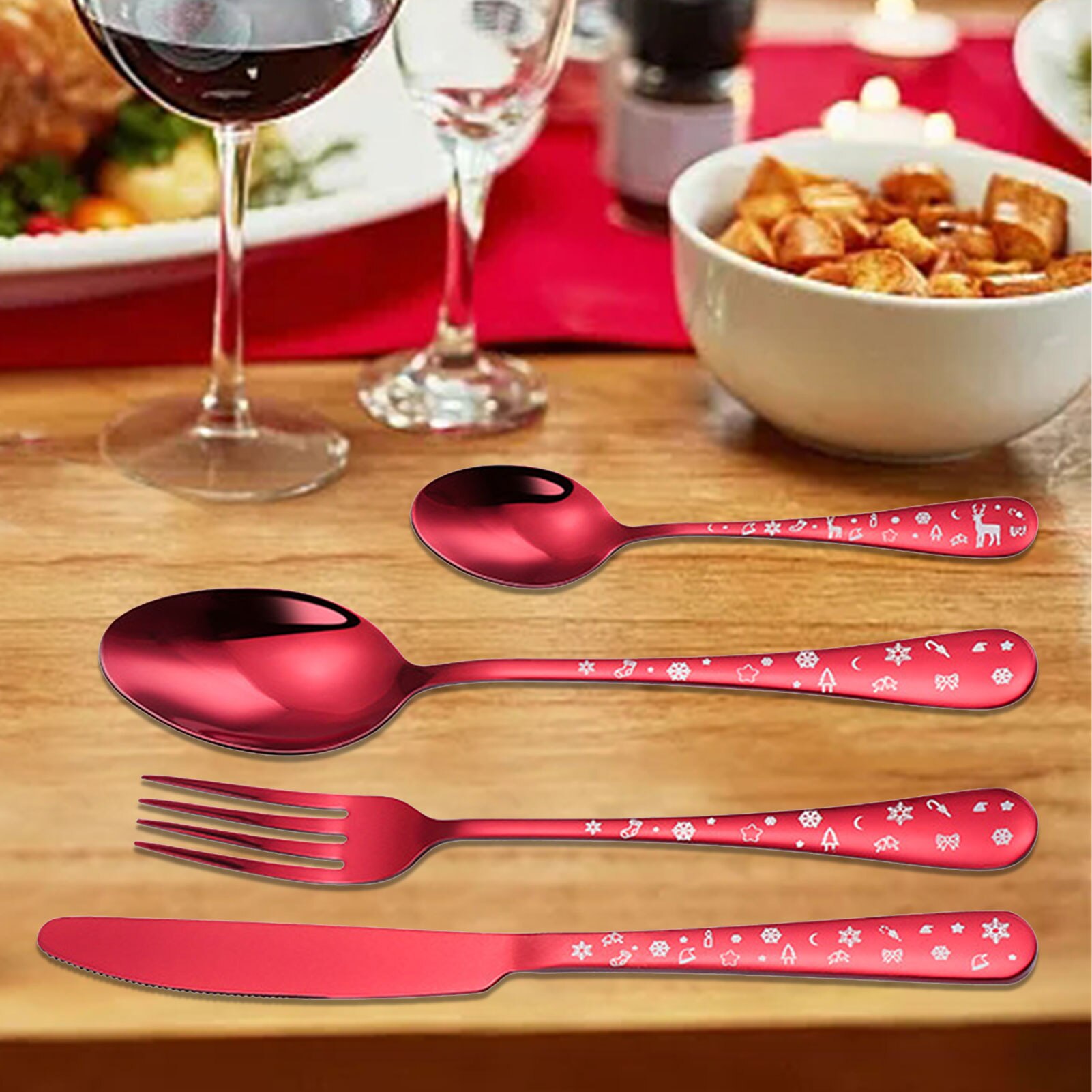 Christmas Tableware Durable Exquisite Stainless Steel Cutlery Set