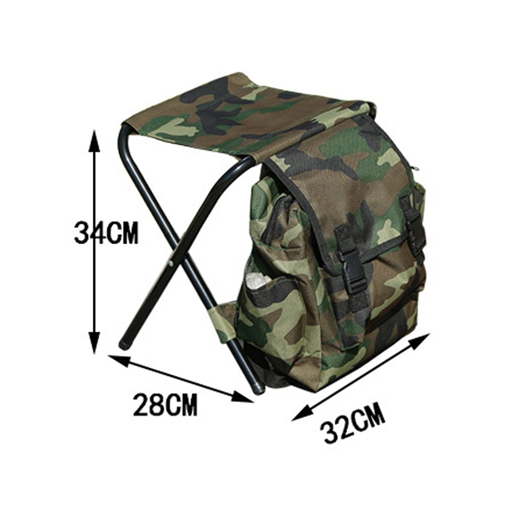 Folding Camping Fishing Chair Backpack Fishing Stool Backpack with Picnic Bag for Outdoor Hiking Seat Bag 600D Oxford Cloth