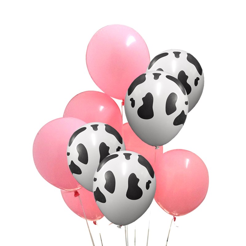 12 stk / lot tegneserie dyr globos ko print latex balloner til gård tema fødselsdagsfest indretning zabra hoved baby shower forsyninger