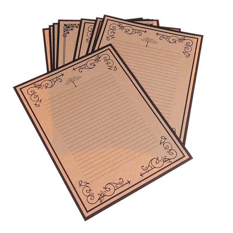 8 hojas/juego de letras de papel Estilo Vintage europeo papelería Kraft Oficina suministros carta papel sobres
