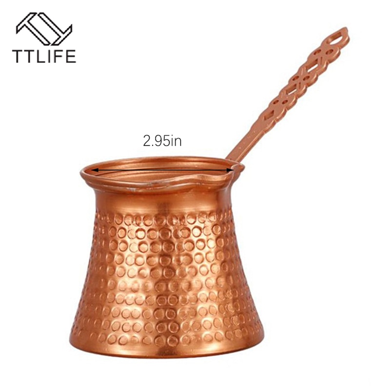 330ml Turkish Coffee Pot with Long Wooden Handle Copper Coffee Maker Tea Coffee Espresso Pots Milk Cup for Turk Cezve Cafeteria