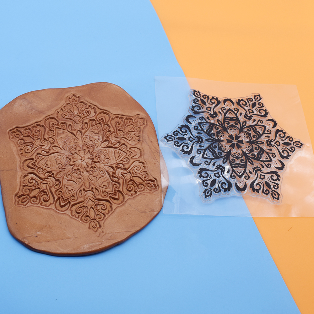 9 cm Ronde Mandala Polymeer Klei Textuur Stempel Vellen Emboss Mat Indruk Modellering voor Keramisch Aardewerk DIY Sieraden Art Craft: Deep Blue