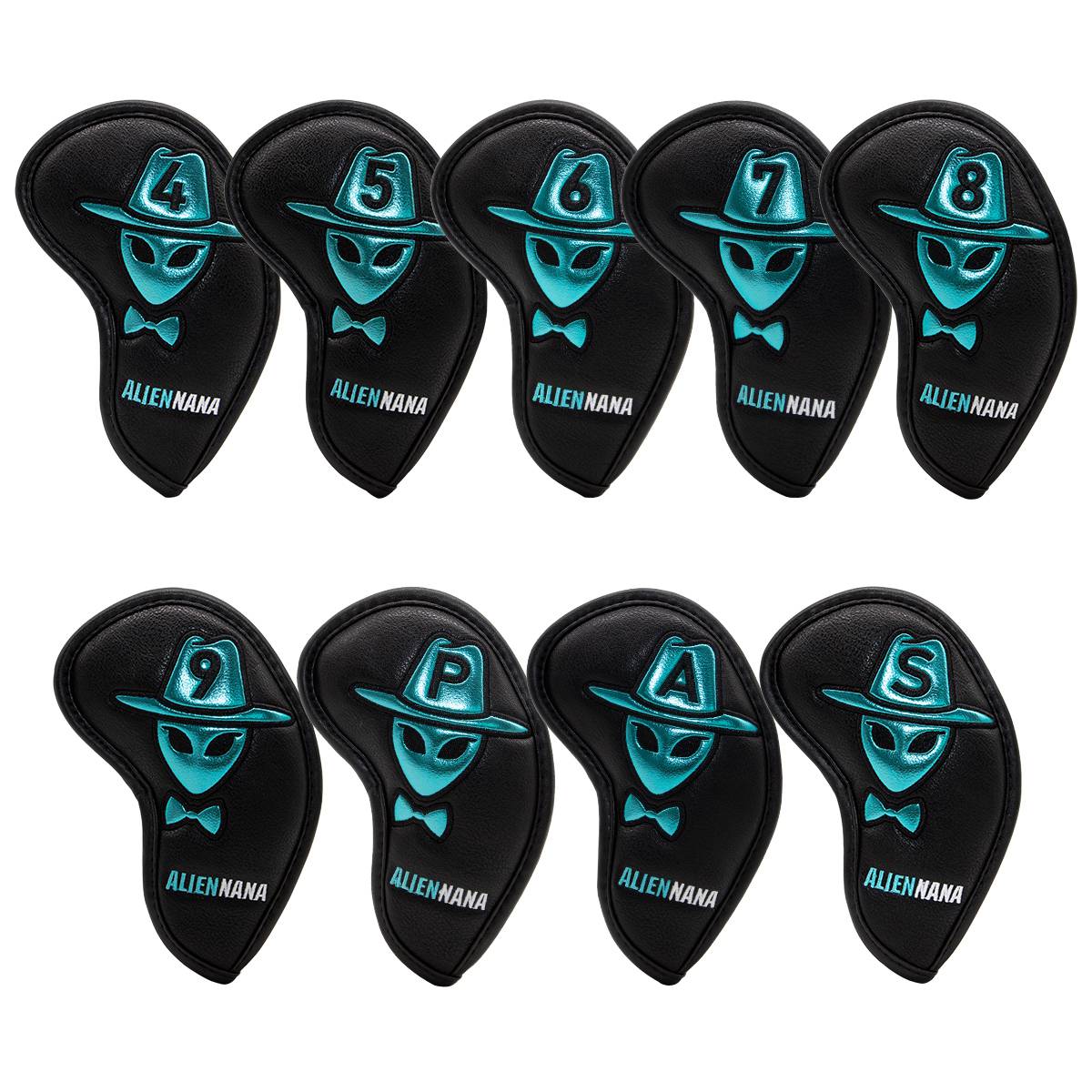 Golf iron head covers set Club Iron headcover Aliennana Golf iron club cover Gothic Cool Gold Aliennana 9pcs/set: Deep Blue