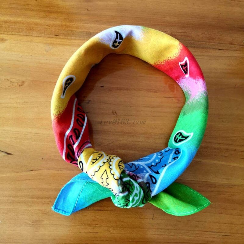Multicolor Cotton Tie Dye Bandana Head Wraps Rainbow Swirl Paisley Floral Print Square Scarf Women Men Neck Wrist Band