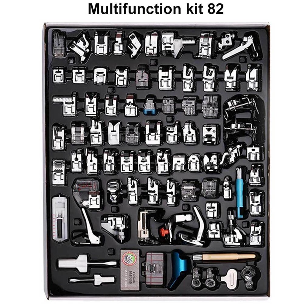 82pcs Sewing Machine Presser Foot Feet for Sewing Machines Feet Kit Set With Box For Brother Singer Sewing Machine Accessories: 82PCS