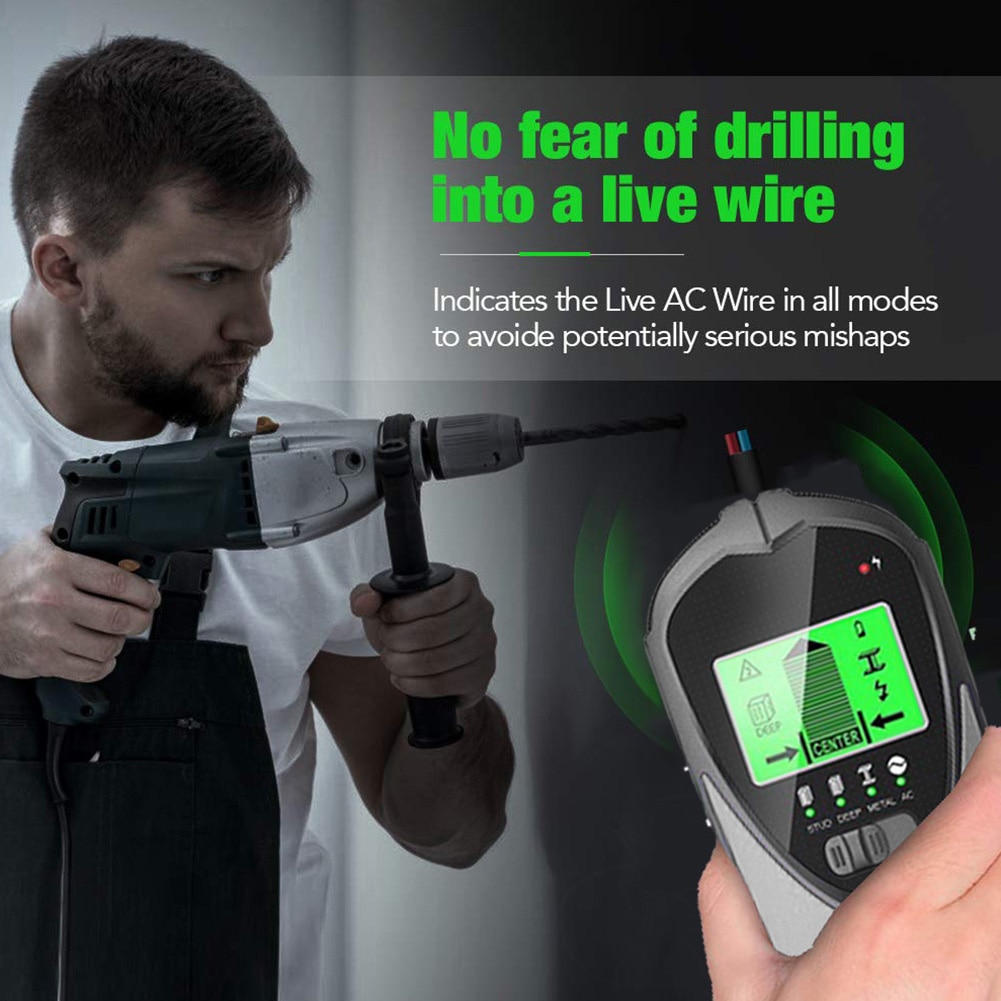 4 In 1 Center Joist Detection AC Wire Sensor Stud Finder Electronic Backlit Wall Scanner LCD Display Accurate For Wood Metal