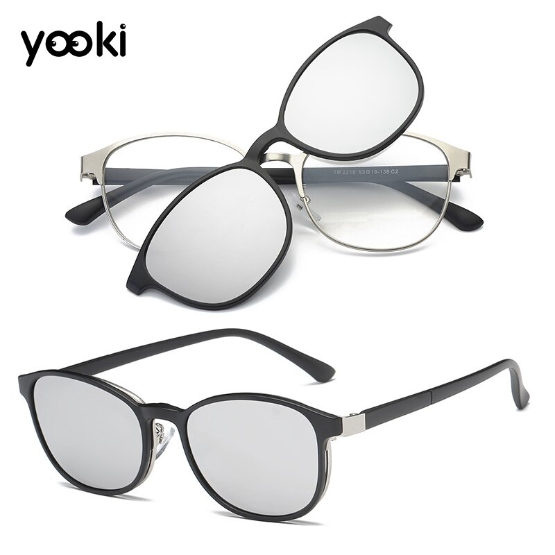 Womens Mens Magnetic Polarized Clip-on Sunglasses Eyeglass Frames TR: No 2