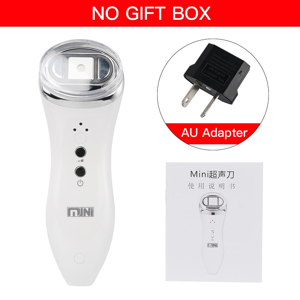 Ultrasone Bipolaire Led Rf Radio Frequentie Gezicht Lifting Huid Rejuveantion Massager Mini Hifu Anti Rimpel Skin Aanscherping Machine: AU Adapter No Box