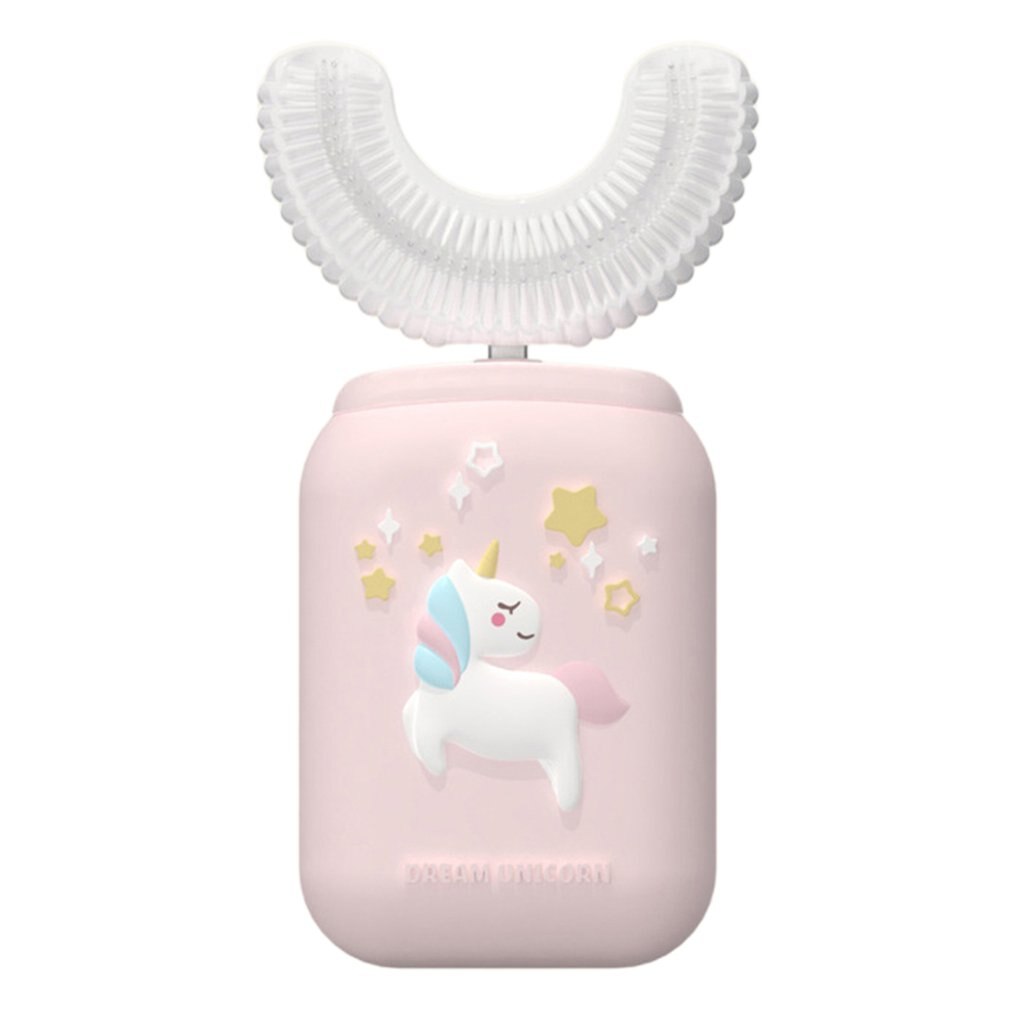 Bonito crianças escova de dentes elétrica u-shaped querida unicórnio à prova dwaterproof água automática ultra-sônica recarregável escova de dentes: Sweetheart Unicorn
