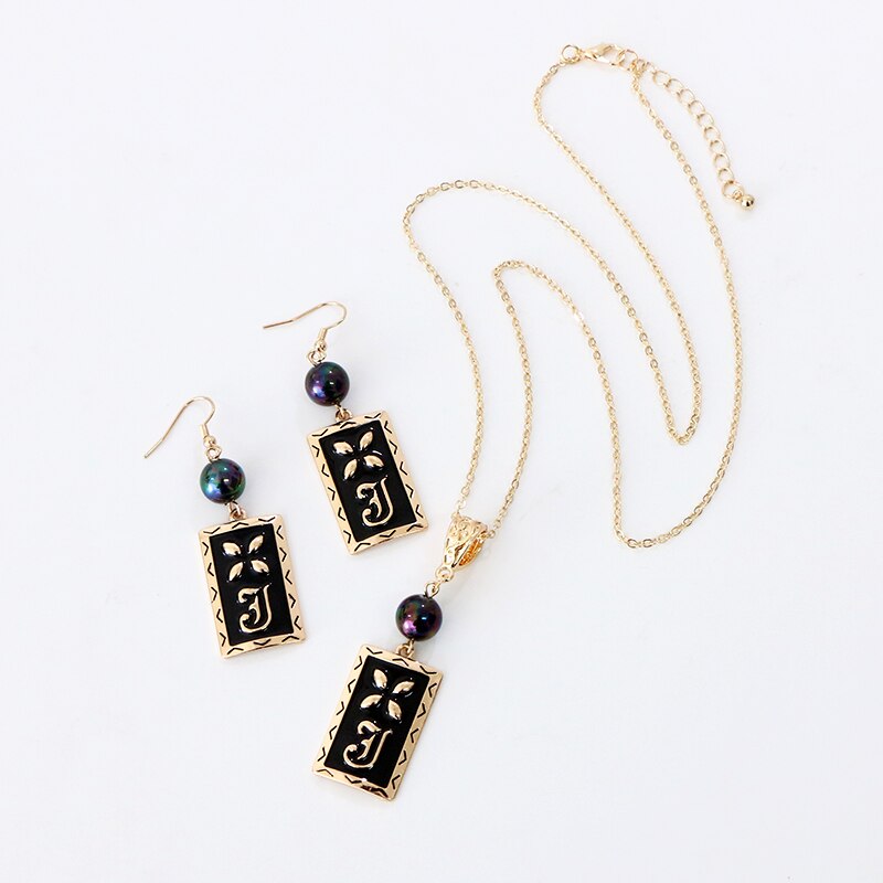 Say Hello Polynesian Hawaiian Samoa Marshall Style Glass Bead Pearl Mauna Kea Tribal Necklace Earrings Jewelry Set GJZ376