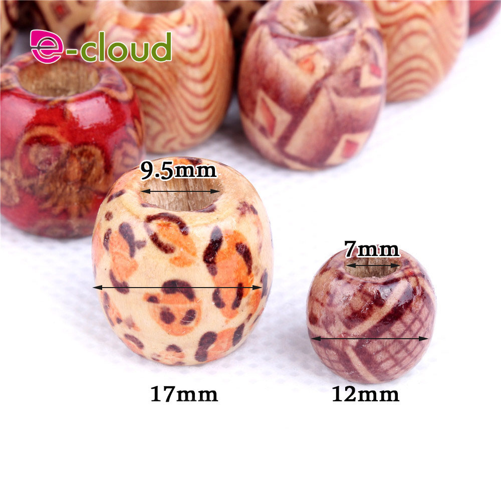 12-17Mm 100Pcs Dreadlock Kraal Houten Haar Kralen Voor Vlechten Haar Grote Gat Dreadlock Kraal/Ring voor Vlechten Haarverlenging