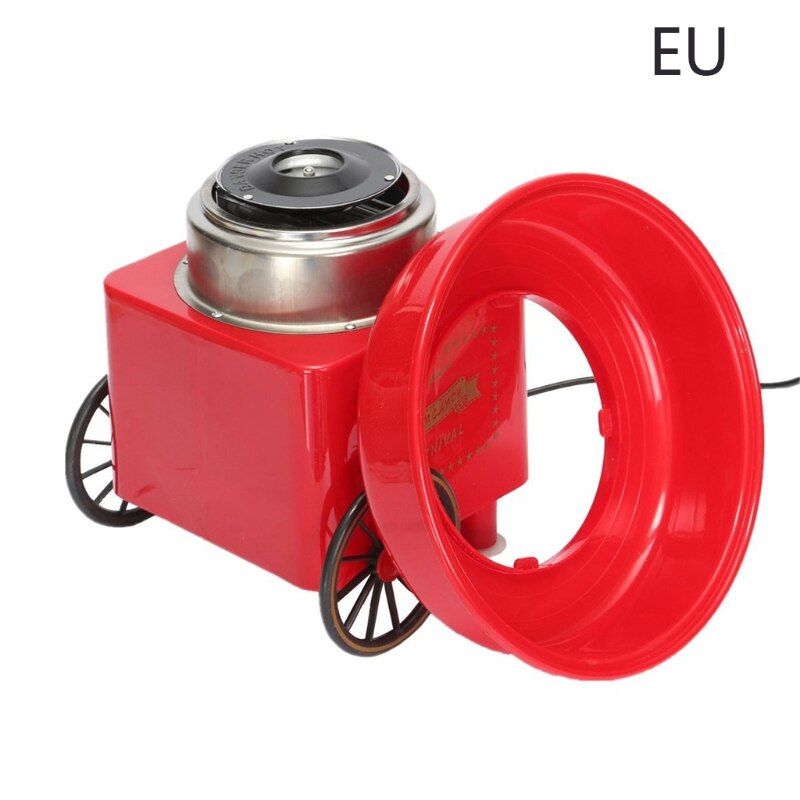 Retro Carriage Cotton Candy Machine Mini Candy Floss Maker Home Use Countertop Electric Nostalgia Trolley: red-EU