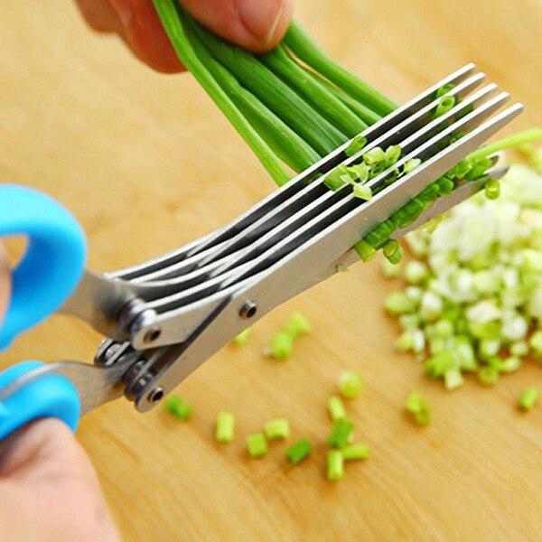 3 lag saks sushi strimlet blæksprutte skåret urt værktøj flerlags klip hakket grønt rustfrit stål løgskær kniv