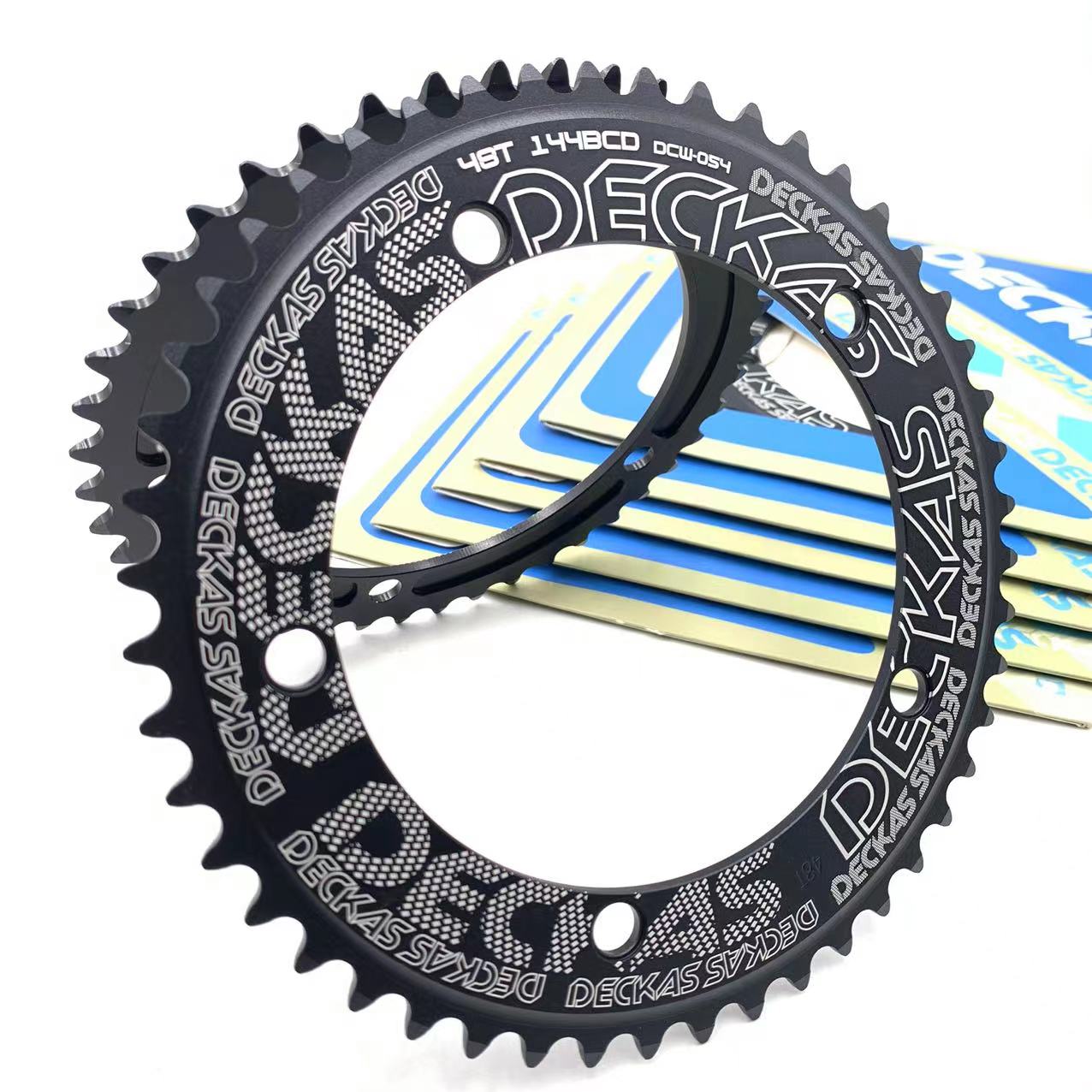 Deckas-piñón fijo para bicicleta de pista, rueda dentada especial de una sola velocidad, 144BCD, fixie, anillo de cadena redondo 44T-58T, diente 144 bcd
