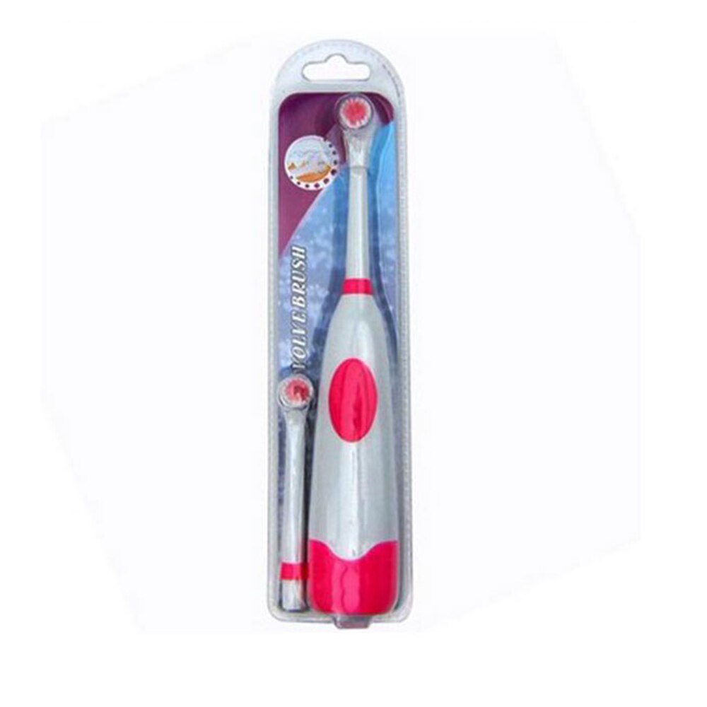 Tooth whitening 1 Set Electric Toothbrush With 2 Brush Heads Battery Operated Oral Hygiene No Rechargeable Teeth Brush: Pink